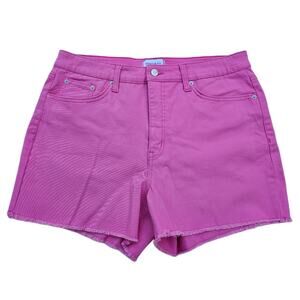 Pink Denim Shorts Crown & Ivy Plus Size 14 High Rise Barbie Stretch Cutoffs EUC